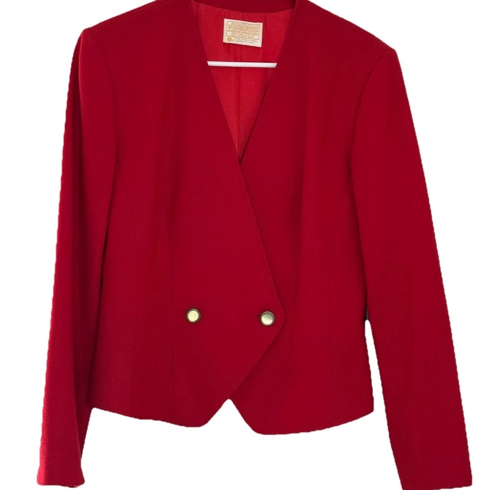 Vintage Pendleton 100% Virgin Wool Red Blazer Jacket Women’s 10 Made USA Career